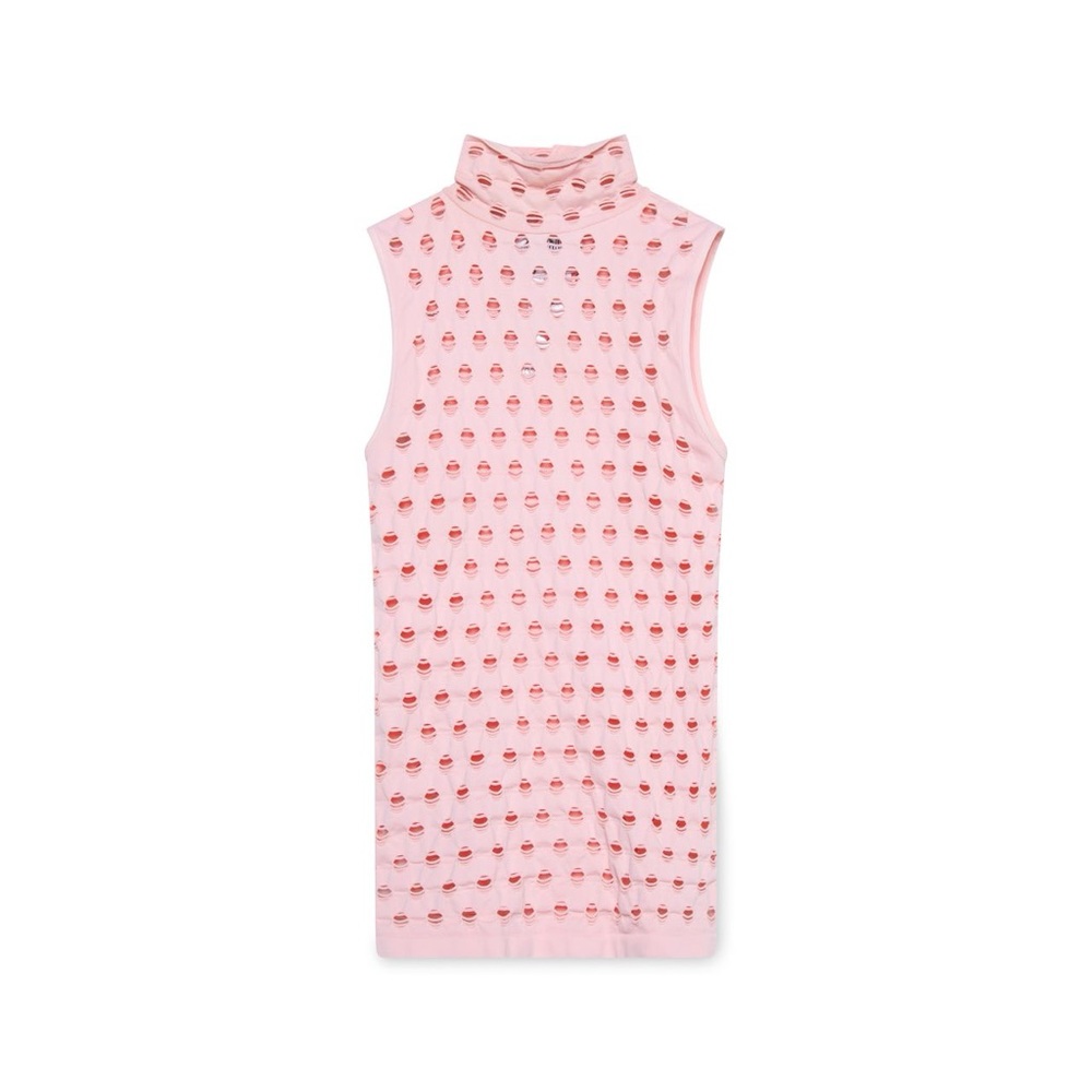 Maisie Wilen Women's Perforated Sleeveless Turtleneck Top in Baby Girl 💗🎀